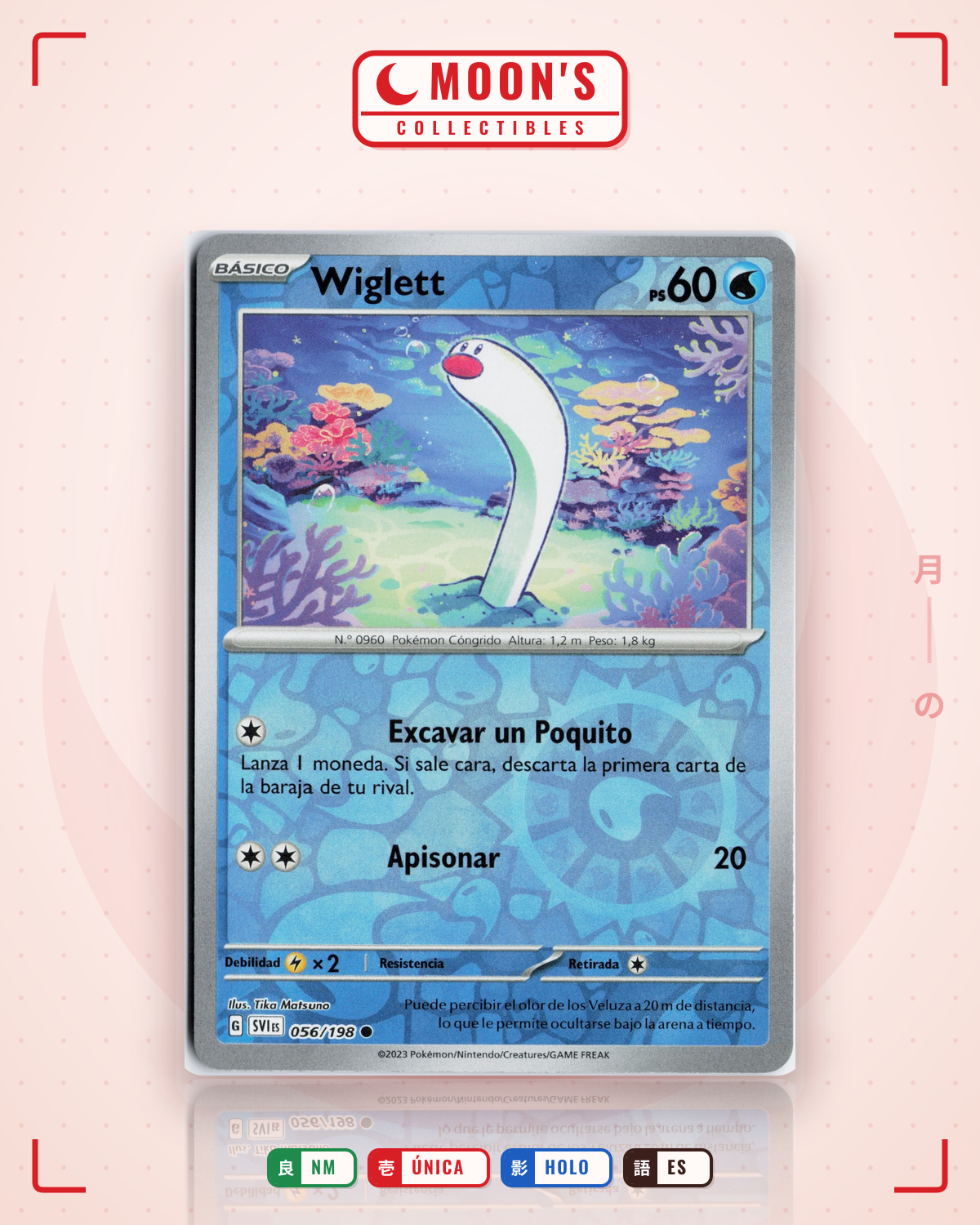 Carta Pokémon Wiglett · Scarlet & Violet #056/198 (NM) — pieza única en Moon's Collectibles México