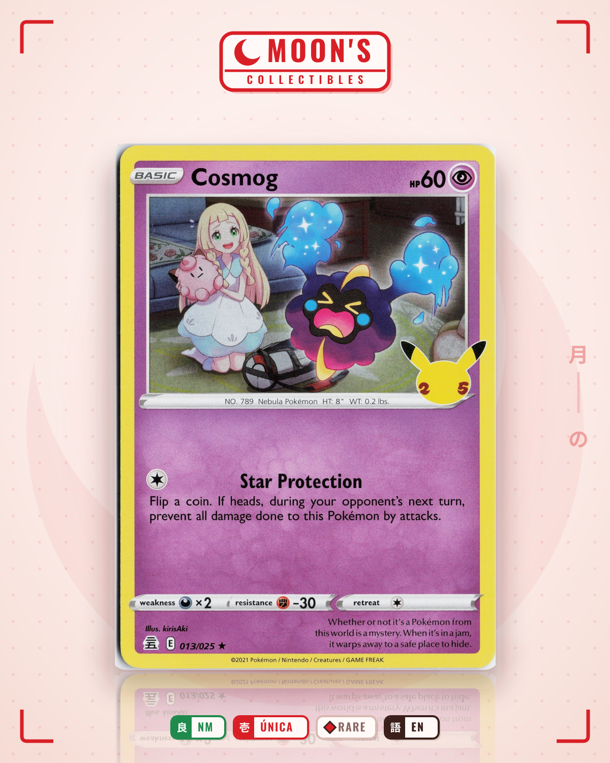 Carta Pokémon Cosmog · Celebrations #13 (NM) — pieza única en Moon's Collectibles México