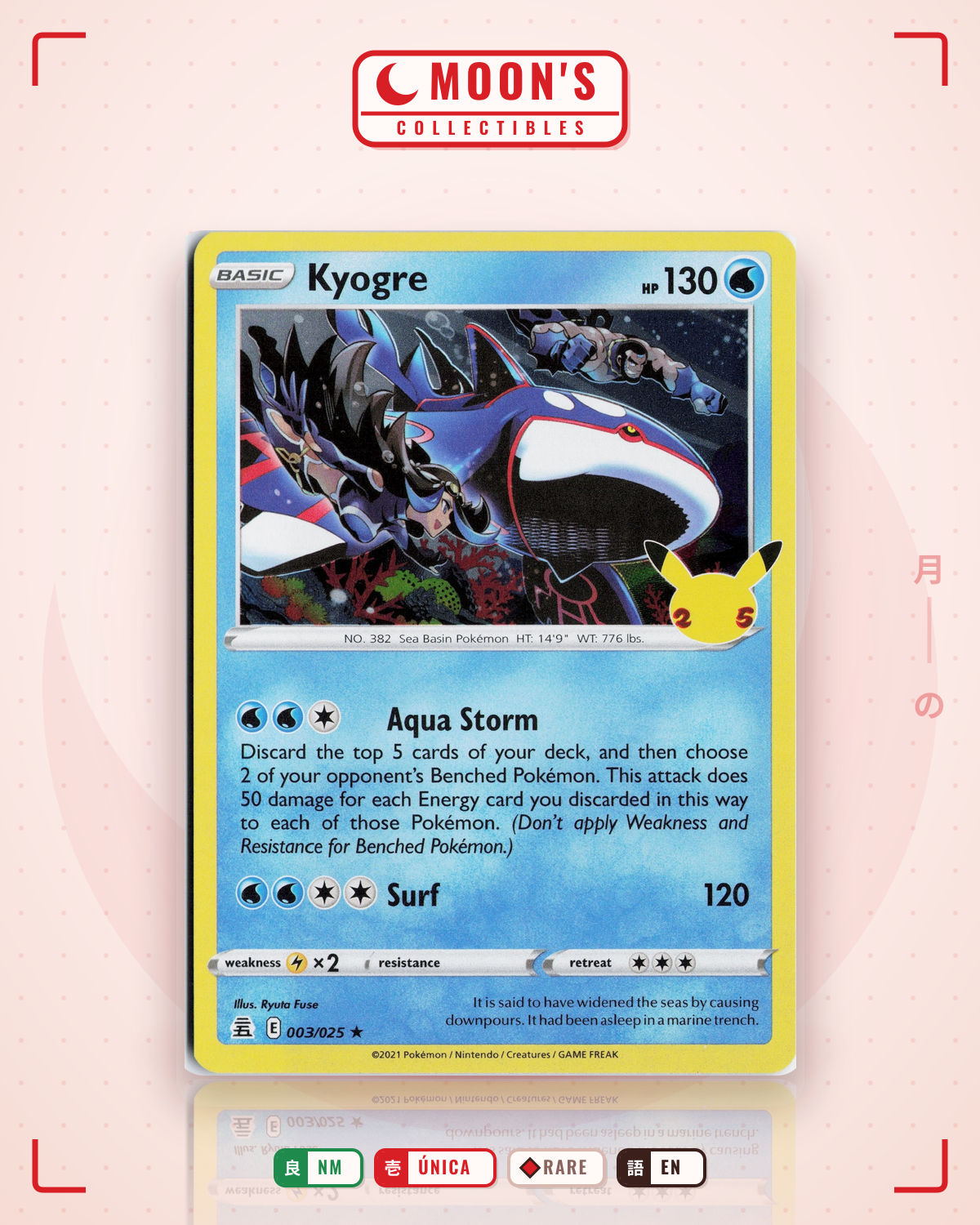 Carta Pokémon Kyogre · Celebrations #3 (NM) — pieza única en Moon's Collectibles México