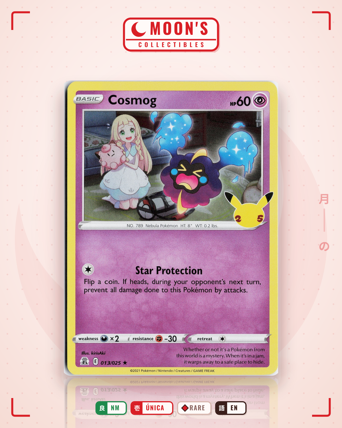 Carta Pokémon Cosmog · Celebrations #13 (NM) — pieza única en Moon's Collectibles México