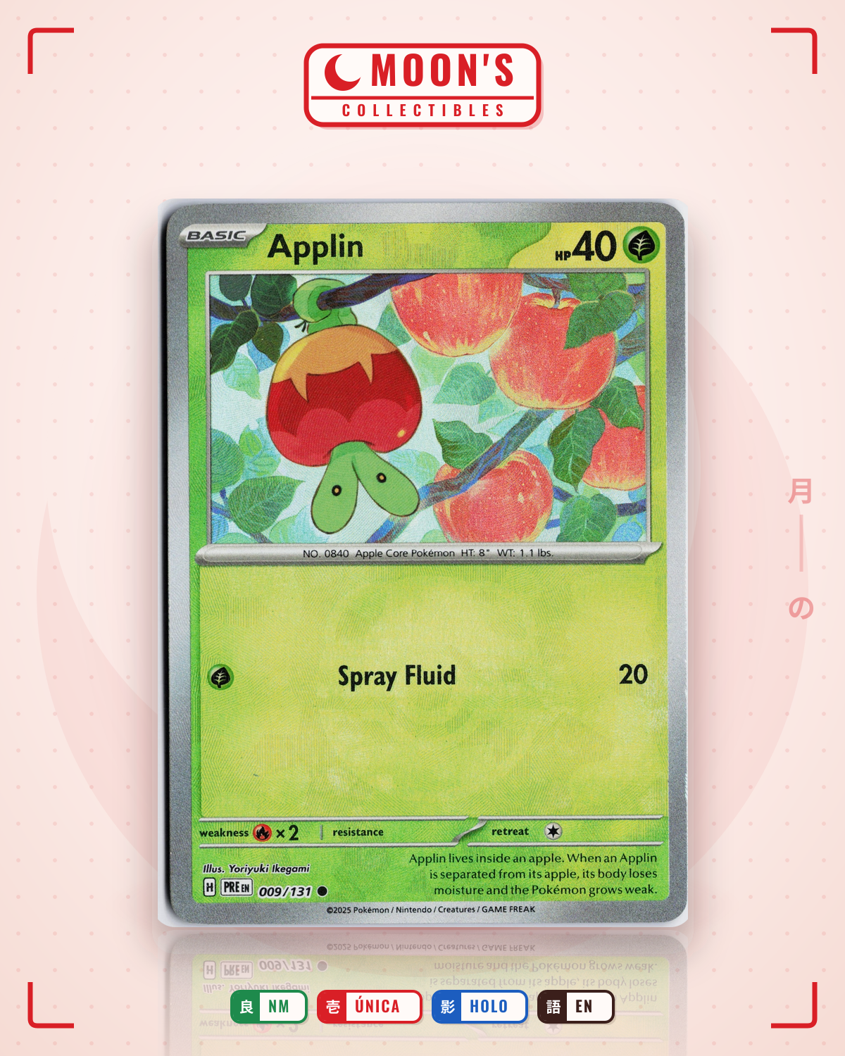 Carta Pokémon Applin · Prismatic Evolutions #009/131 (NM) — pieza única en Moon's Collectibles México