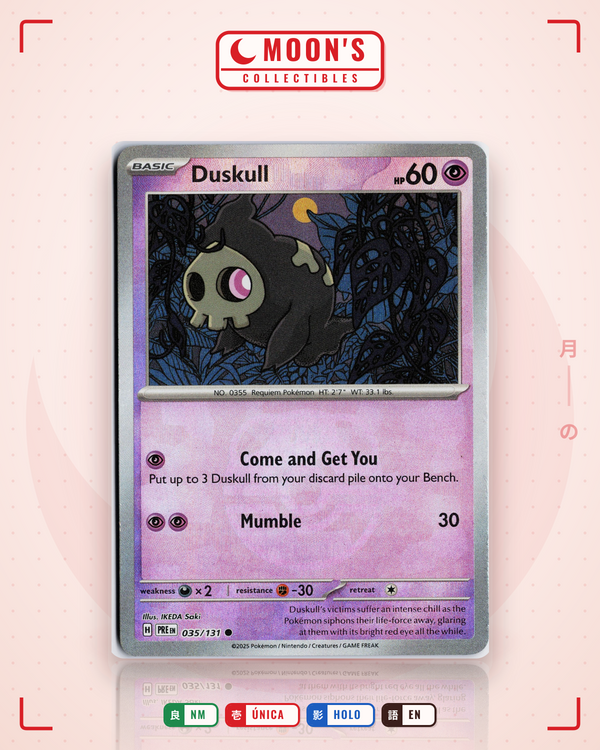 Carta Pokémon Duskull · Prismatic Evolutions #035/131 (NM) — pieza única en Moon's Collectibles México