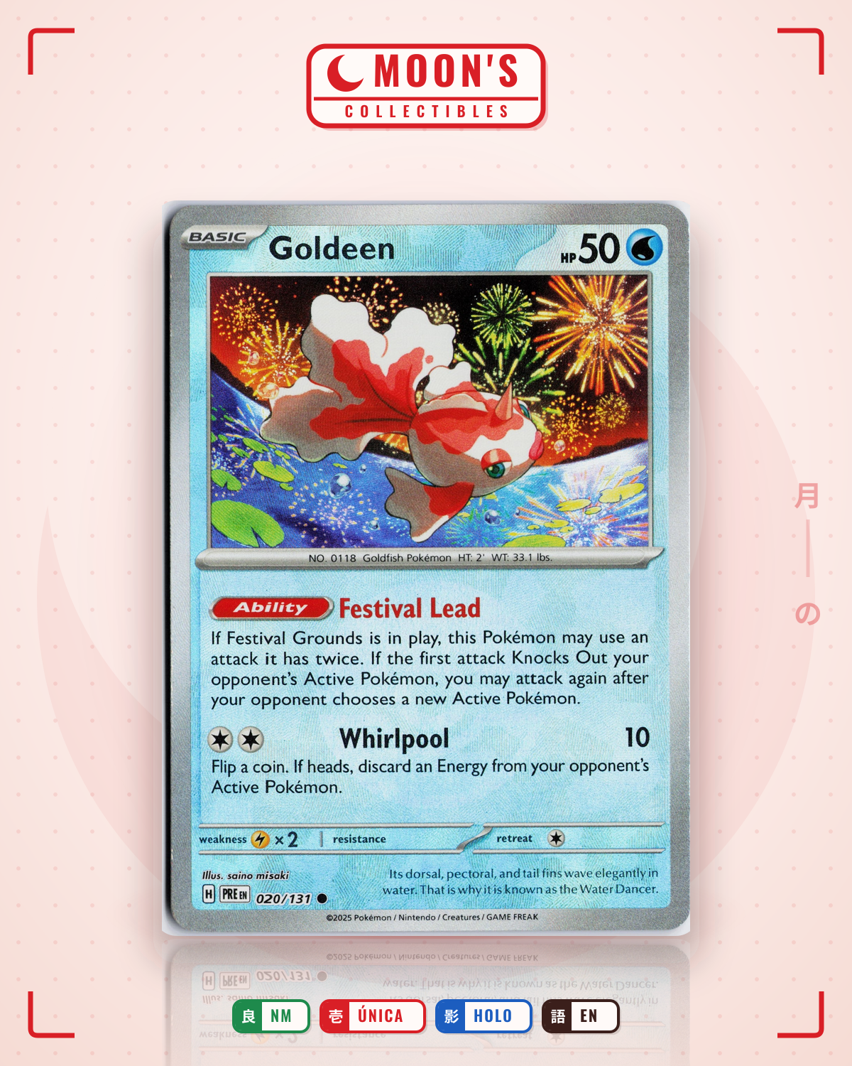 Carta Pokémon Goldeen · Prismatic Evolutions #020/131 (NM) — pieza única en Moon's Collectibles México