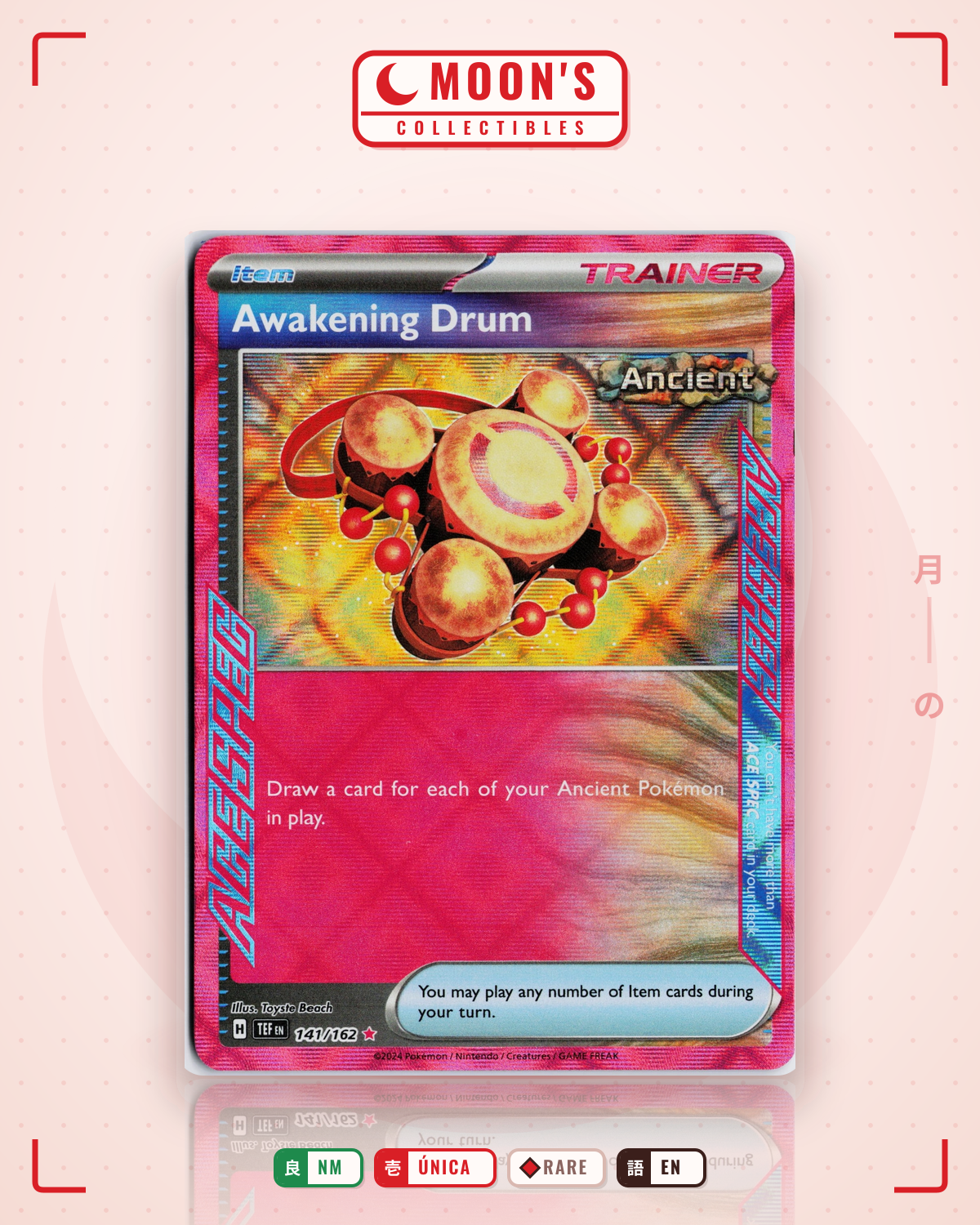 Carta Pokémon Awakening Drum · Temporal Forces #141/162 (NM) — pieza única en Moon's Collectibles México