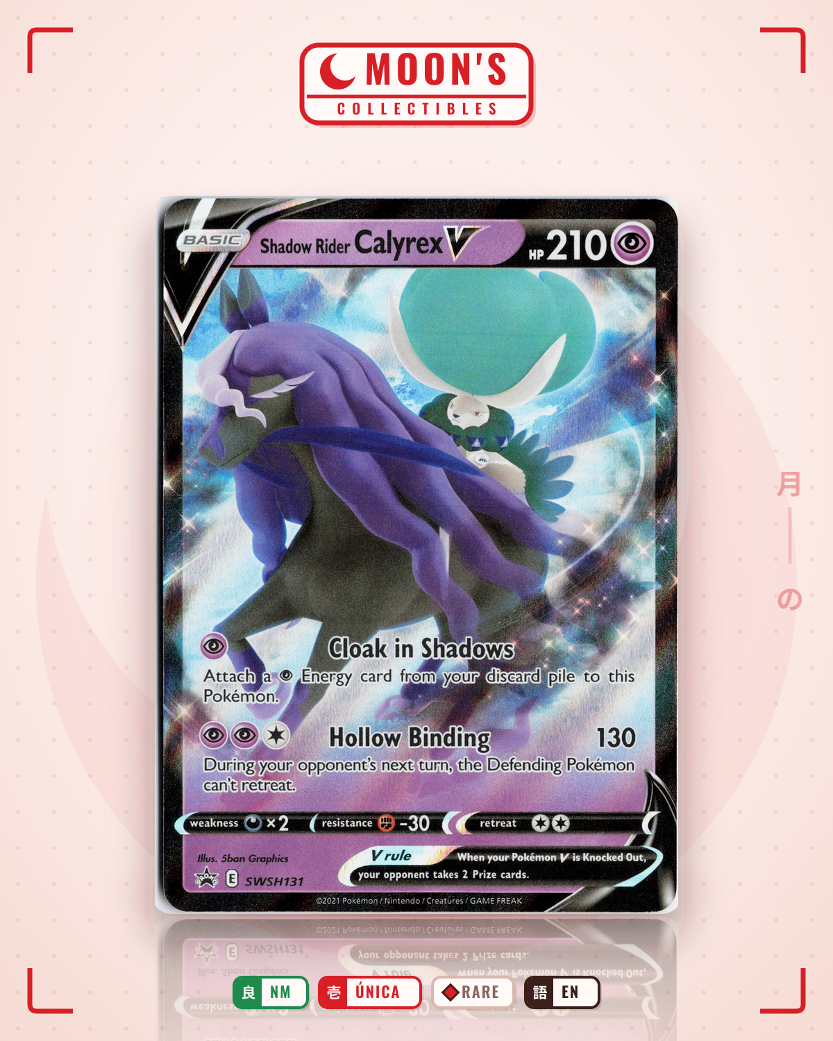 Carta Pokémon Shadow Rider Calyrex V · SWSH Black Star Promos #SWSH131 (NM) — pieza única en Moon's Collectibles México