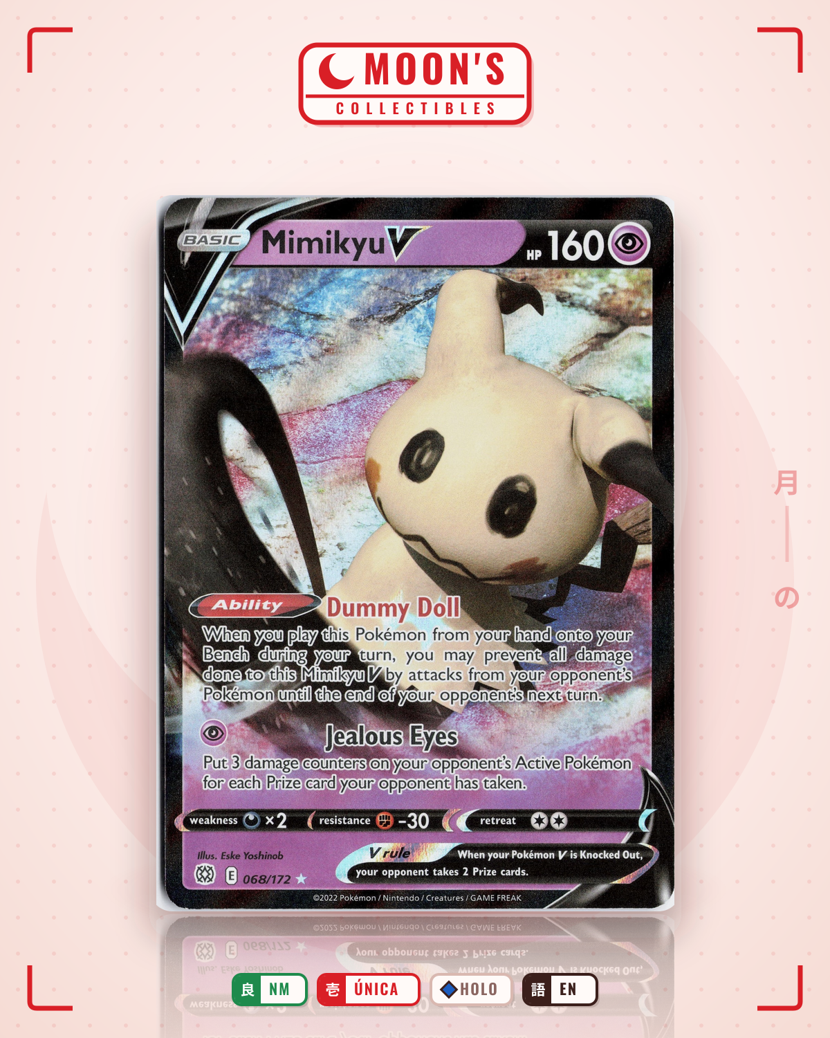 Carta Pokémon Mimikyu V · Brilliant Stars #068/172 (NM) — pieza única en Moon's Collectibles México