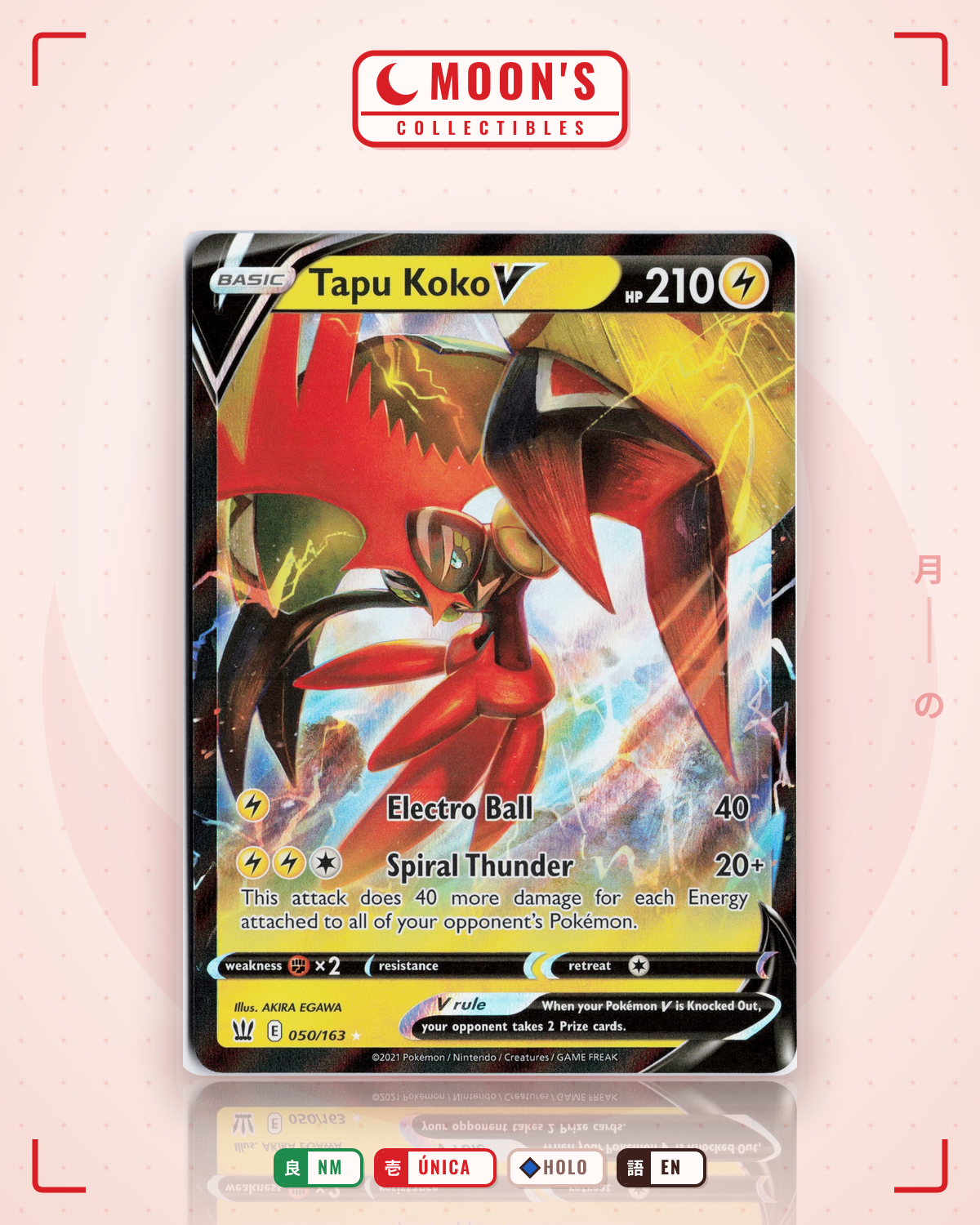 Carta Pokémon Tapu Koko V · Battle Styles #050/163 (NM) — pieza única en Moon's Collectibles México