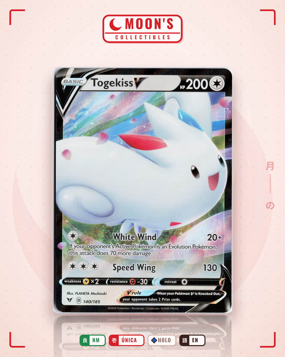 Carta Pokémon Togekiss V · Vivid Voltage #140/185 (NM) — pieza única en Moon's Collectibles México