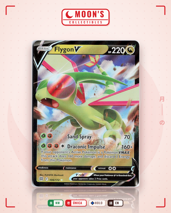 Carta Pokémon Flygon V · Brilliant Stars #106/172 (NM) — pieza única en Moon's Collectibles México