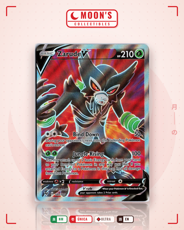 Carta Pokémon Zarude V · Vivid Voltage #167/185 (NM) — pieza única en Moon's Collectibles México