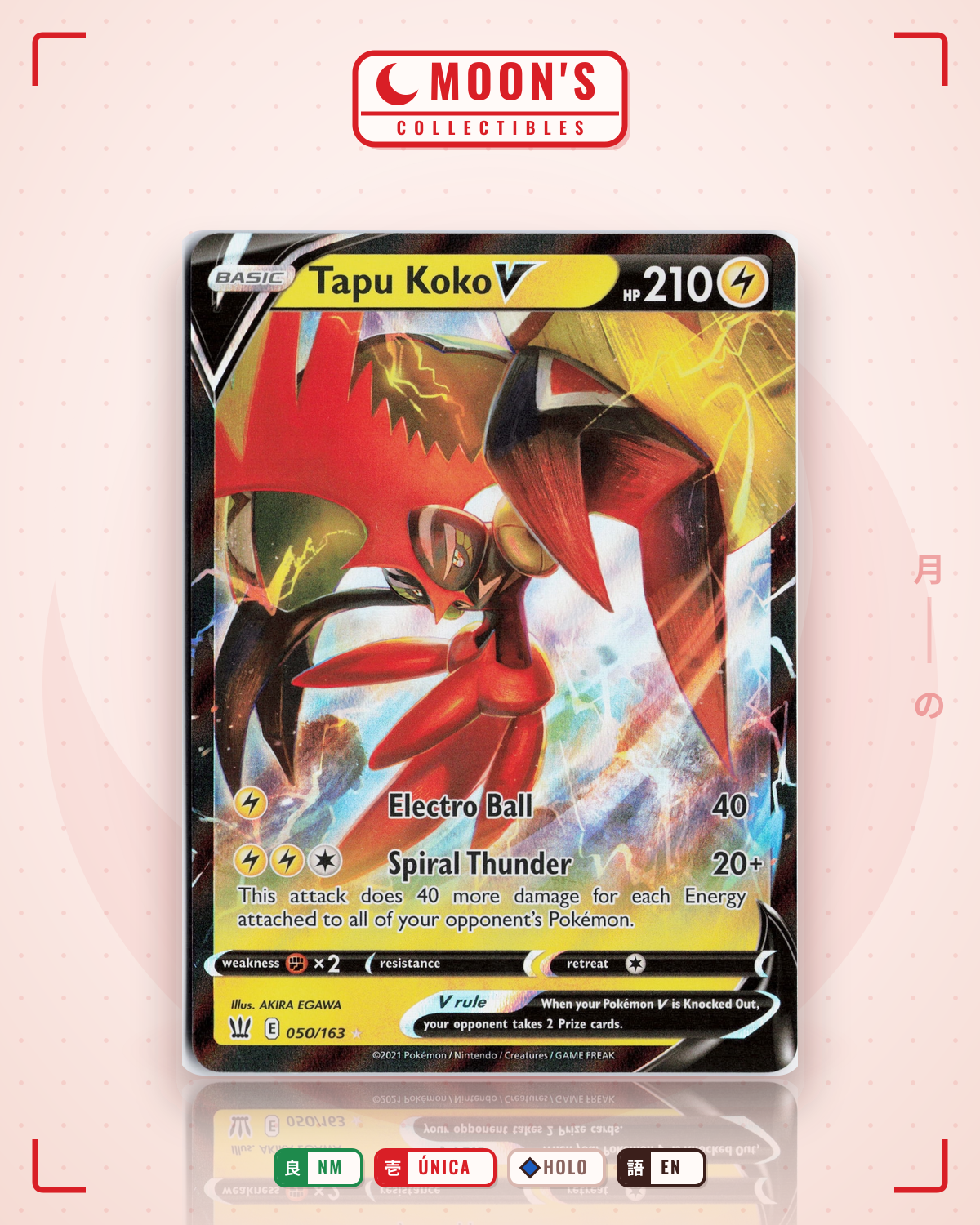 Carta Pokémon Tapu Koko V · Battle Styles #050/163 (NM) — pieza única en Moon's Collectibles México