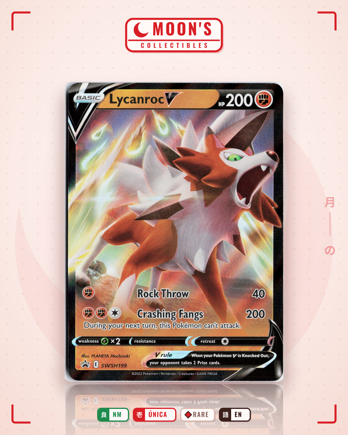 Carta Pokémon Lycanroc V · SWSH Black Star Promos #SWSH199 (NM) — pieza única en Moon's Collectibles México