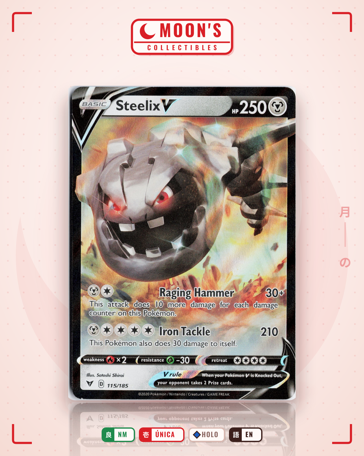 Carta Pokémon Steelix V · Vivid Voltage #115/185 (NM) — pieza única en Moon's Collectibles México