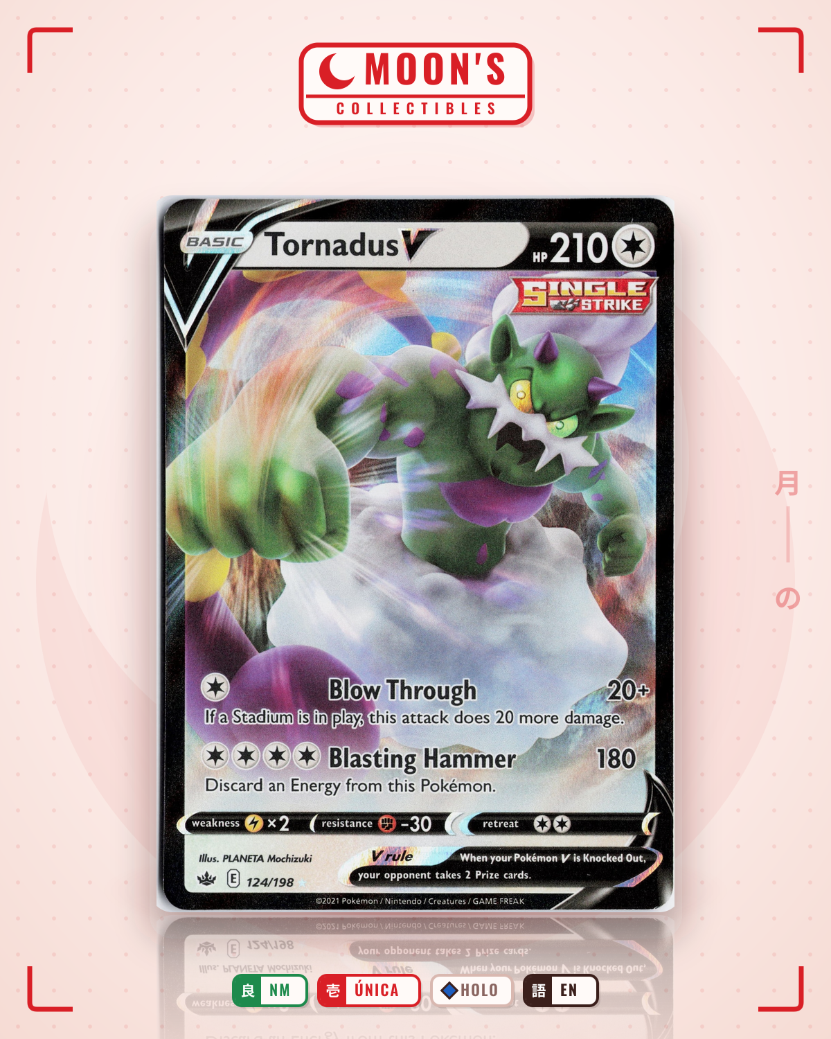 Carta Pokémon Tornadus V · Chilling Reign #124/198 (NM) — pieza única en Moon's Collectibles México