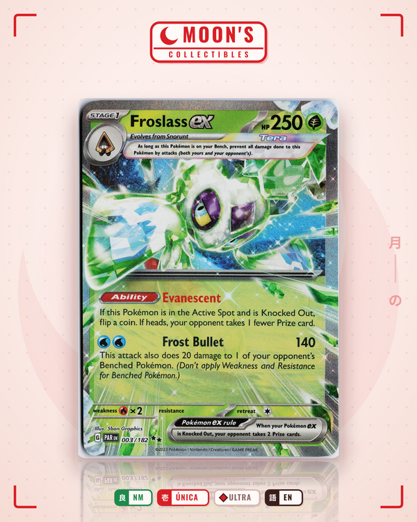 Carta Pokémon Froslass ex · Paradox Rift #003/182 (NM) — pieza única en Moon's Collectibles México