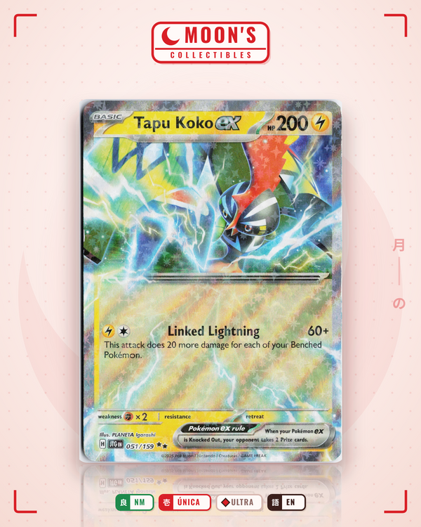 Carta Pokémon Tapu Koko ex · Journey Together #051/159 (NM) — pieza única en Moon's Collectibles México
