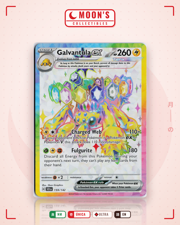Carta Pokémon Galvantula ex · Stellar Crown #159/142 (NM) — pieza única en Moon's Collectibles México