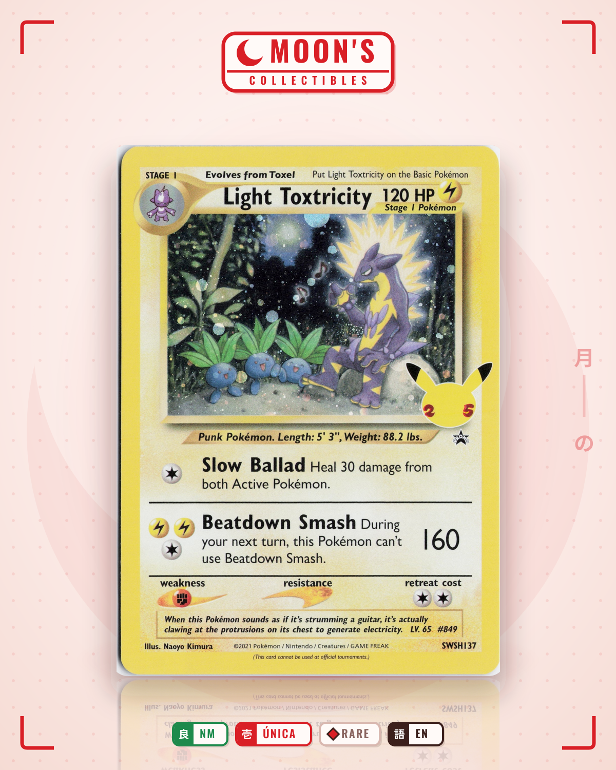 Carta Pokémon Light Toxtricity · SWSH Black Star Promos #SWSH137 (NM) — pieza única en Moon's Collectibles México