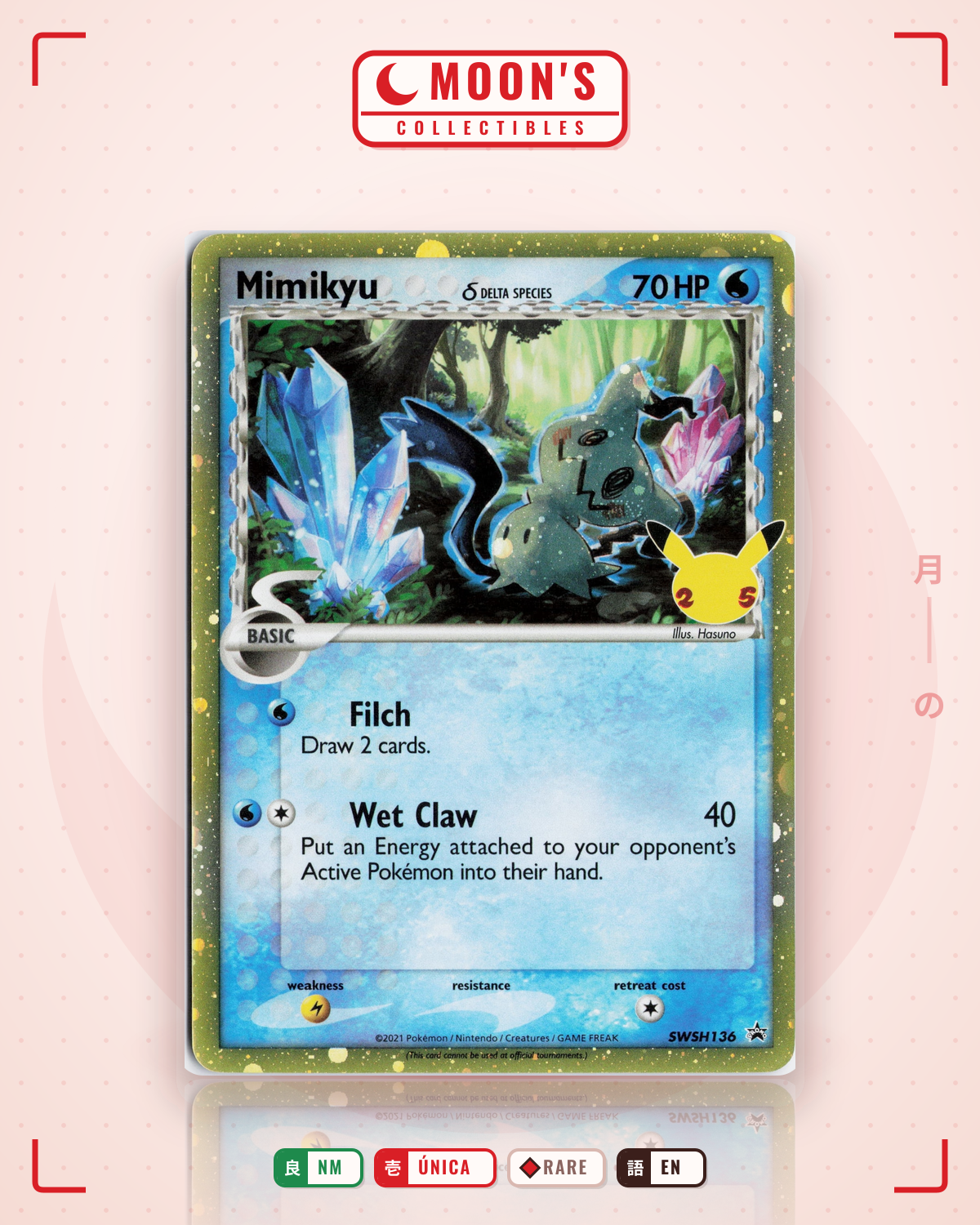 Carta Pokémon Mimikyu δ · SWSH Black Star Promos #SWSH136 (NM) — pieza única en Moon's Collectibles México