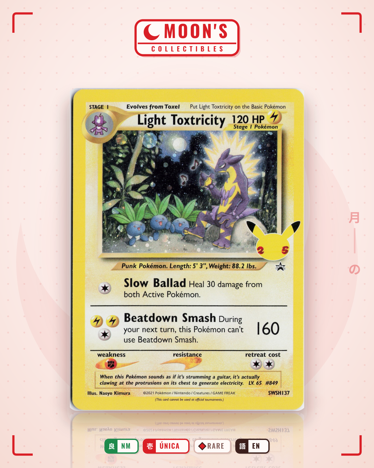 Carta Pokémon Light Toxtricity · SWSH Black Star Promos #SWSH137 (NM) — pieza única en Moon's Collectibles México