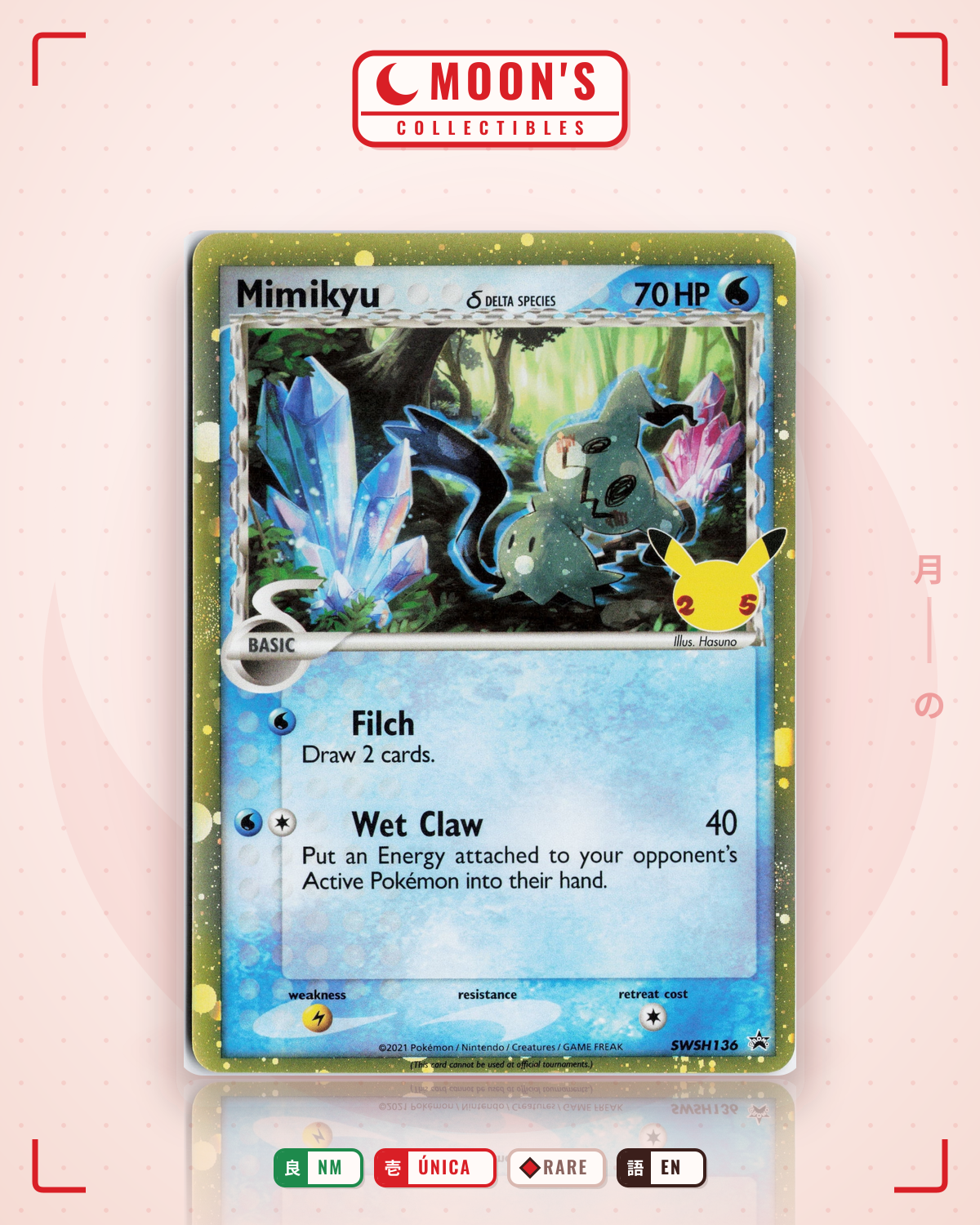 Carta Pokémon Mimikyu δ · SWSH Black Star Promos #SWSH136 (NM) — pieza única en Moon's Collectibles México