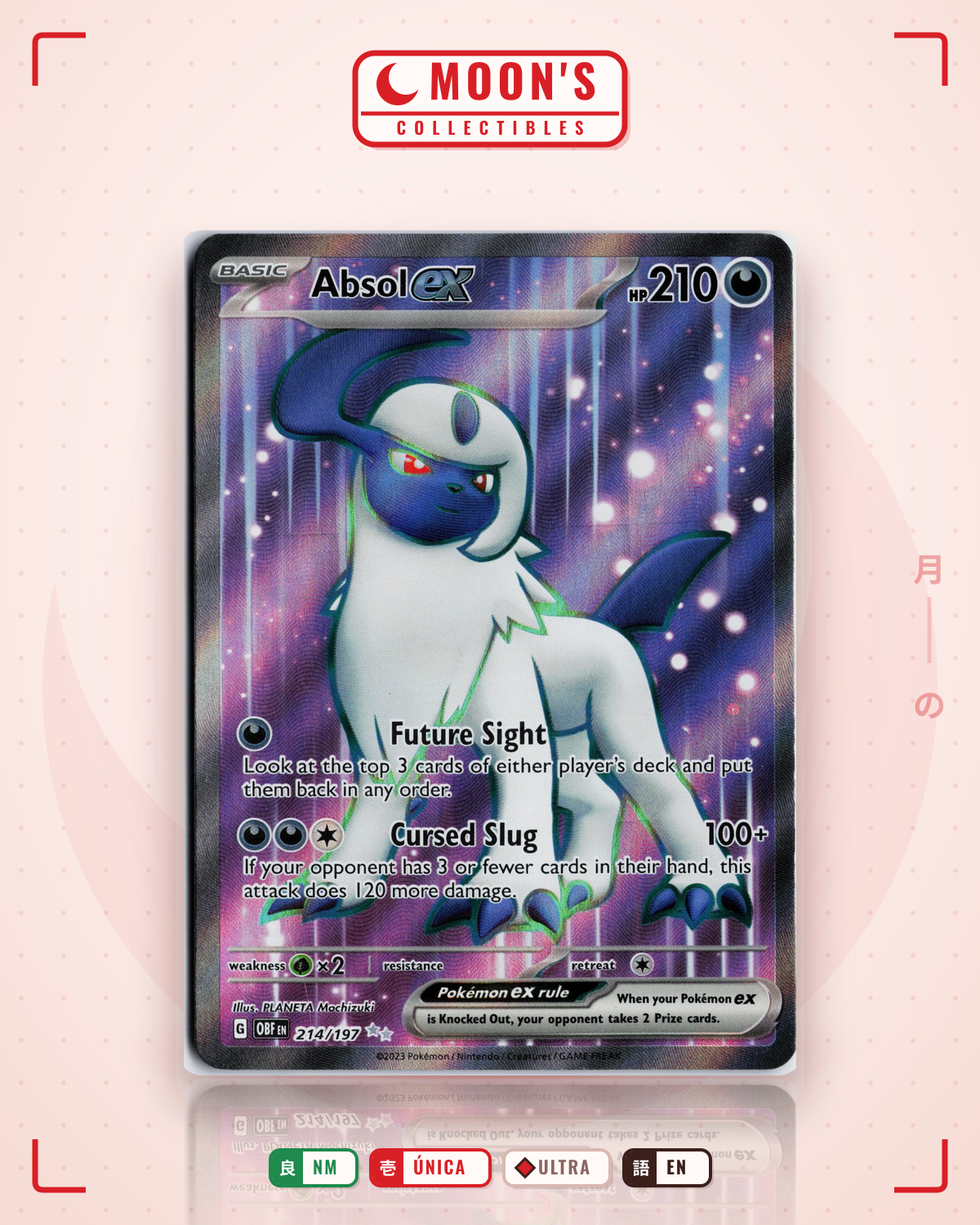 Carta Pokémon Absol ex · Obsidian Flames #214/197 (NM) — pieza única en Moon's Collectibles México