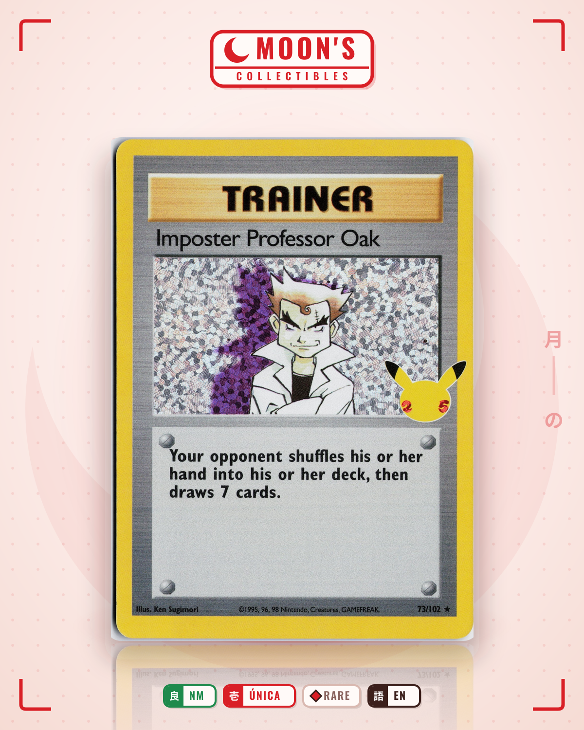 Carta Pokémon Imposter Professor Oak · Base Set 2 #102/130 (NM) — pieza única en Moon's Collectibles México