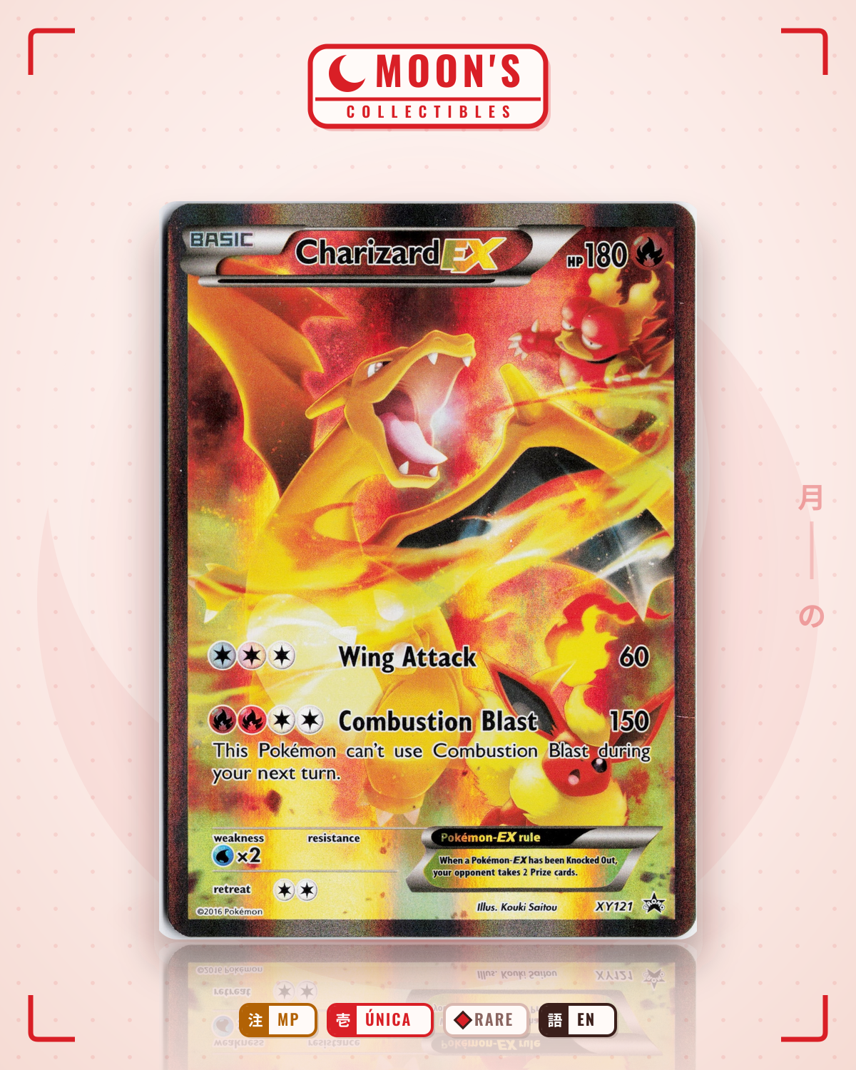 Carta Pokémon Charizard-EX · XY Black Star Promos #XY121 (MP) — pieza única en Moon's Collectibles México