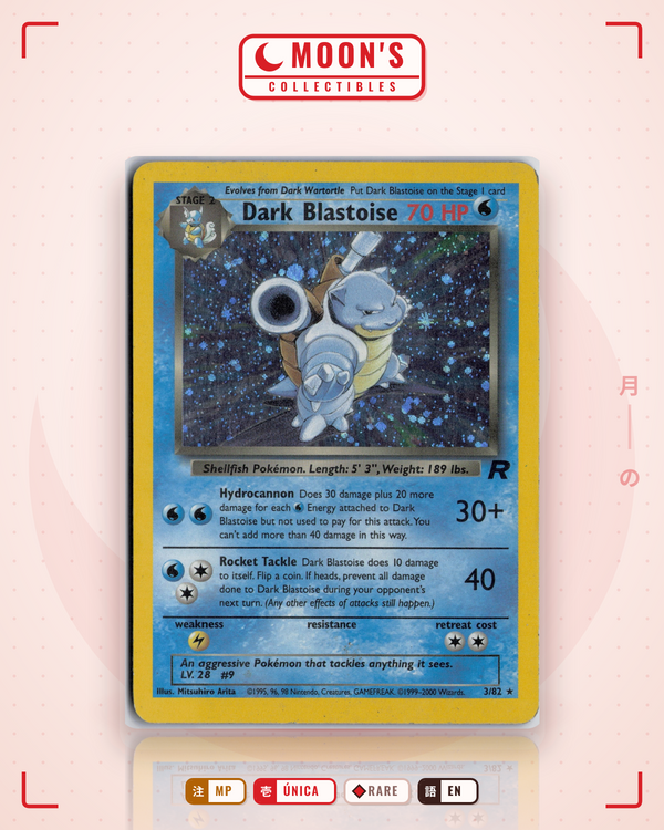 Carta Pokémon Dark Blastoise · Team Rocket #20/82 (MP) — pieza única en Moon's Collectibles México