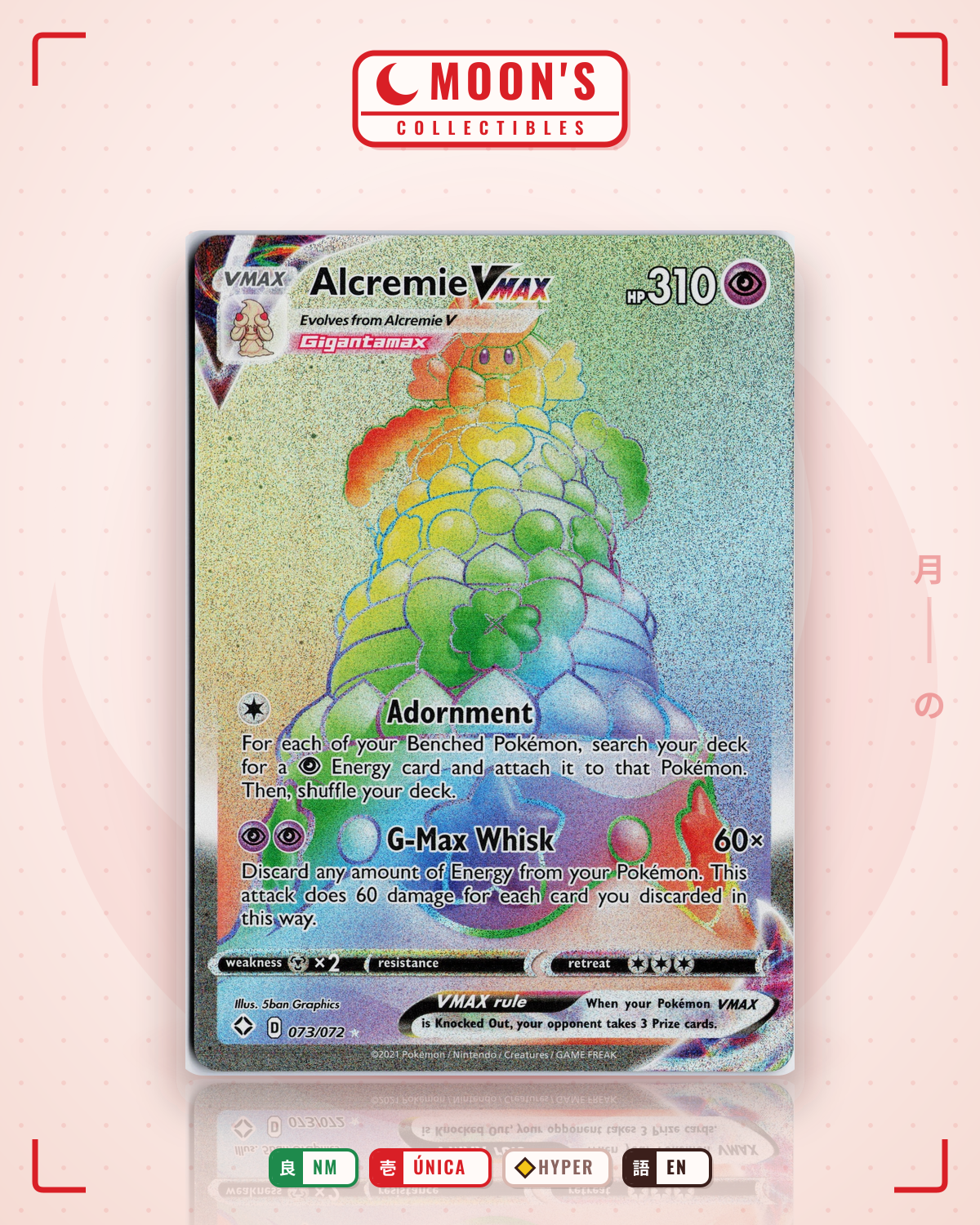 Carta Pokémon Alcremie VMAX · Shining Fates #073/072 (NM) — pieza única en Moon's Collectibles México