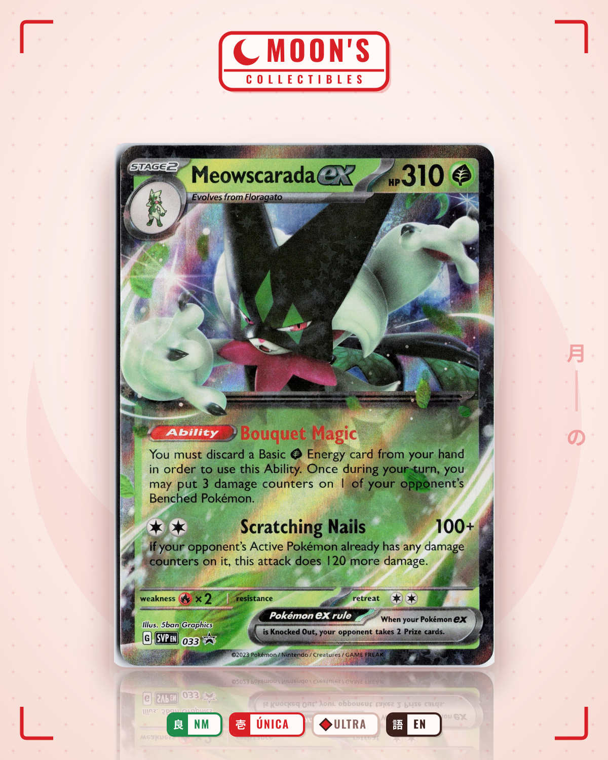 Carta Pokémon Meowscarada ex · Paldea Evolved #015/193 (NM) — pieza única en Moon's Collectibles México