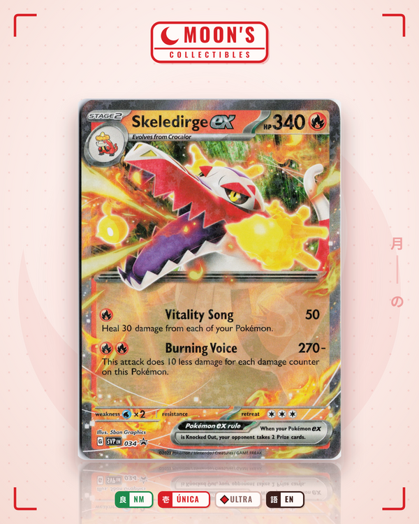 Carta Pokémon Skeledirge ex · Paldea Evolved #037/193 (NM) — pieza única en Moon's Collectibles México