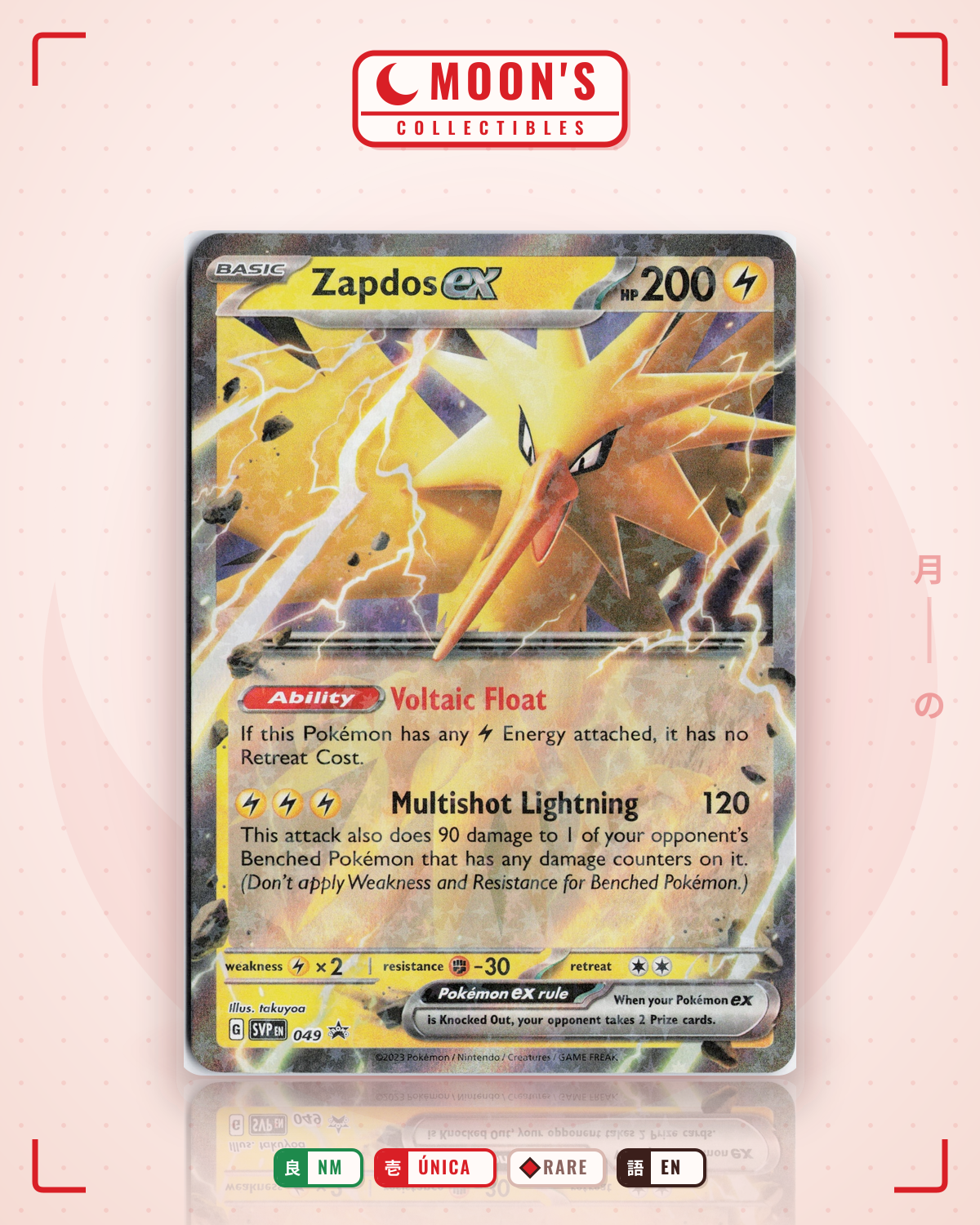 Carta Pokémon Zapdos ex · Scarlet & Violet Black Star Promos #049 (NM) — pieza única en Moon's Collectibles México