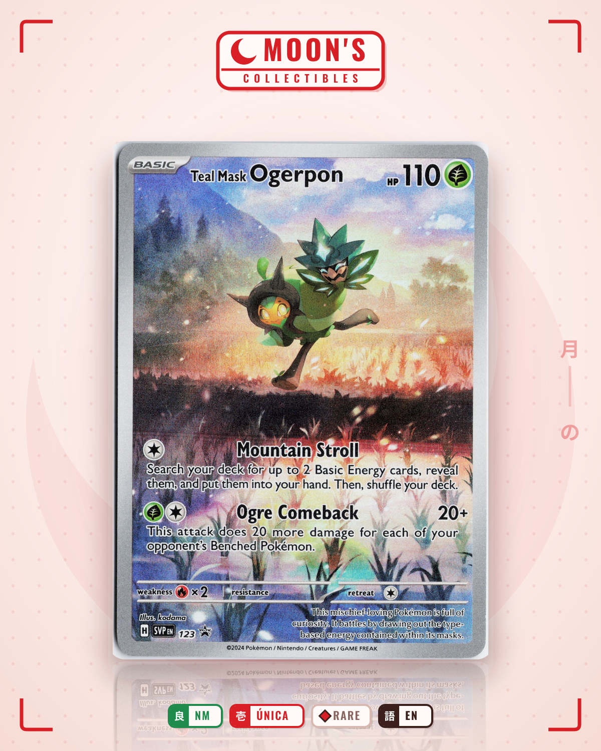 Carta Pokémon Teal Mask Ogerpon · Scarlet & Violet Black Star Promos #123 (NM) — pieza única en Moon's Collectibles México