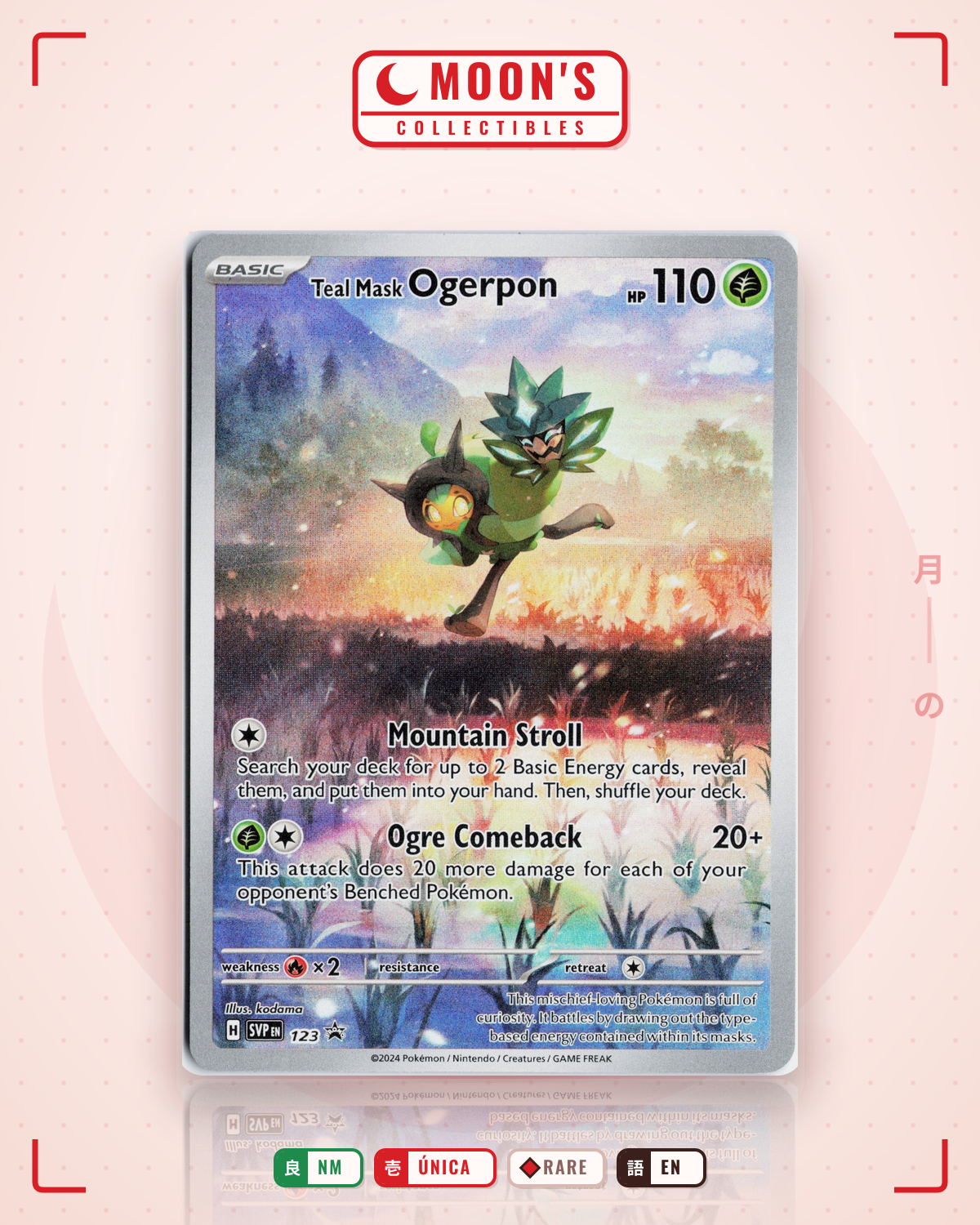 Carta Pokémon Teal Mask Ogerpon · Scarlet & Violet Black Star Promos #123 (NM) — pieza única en Moon's Collectibles México
