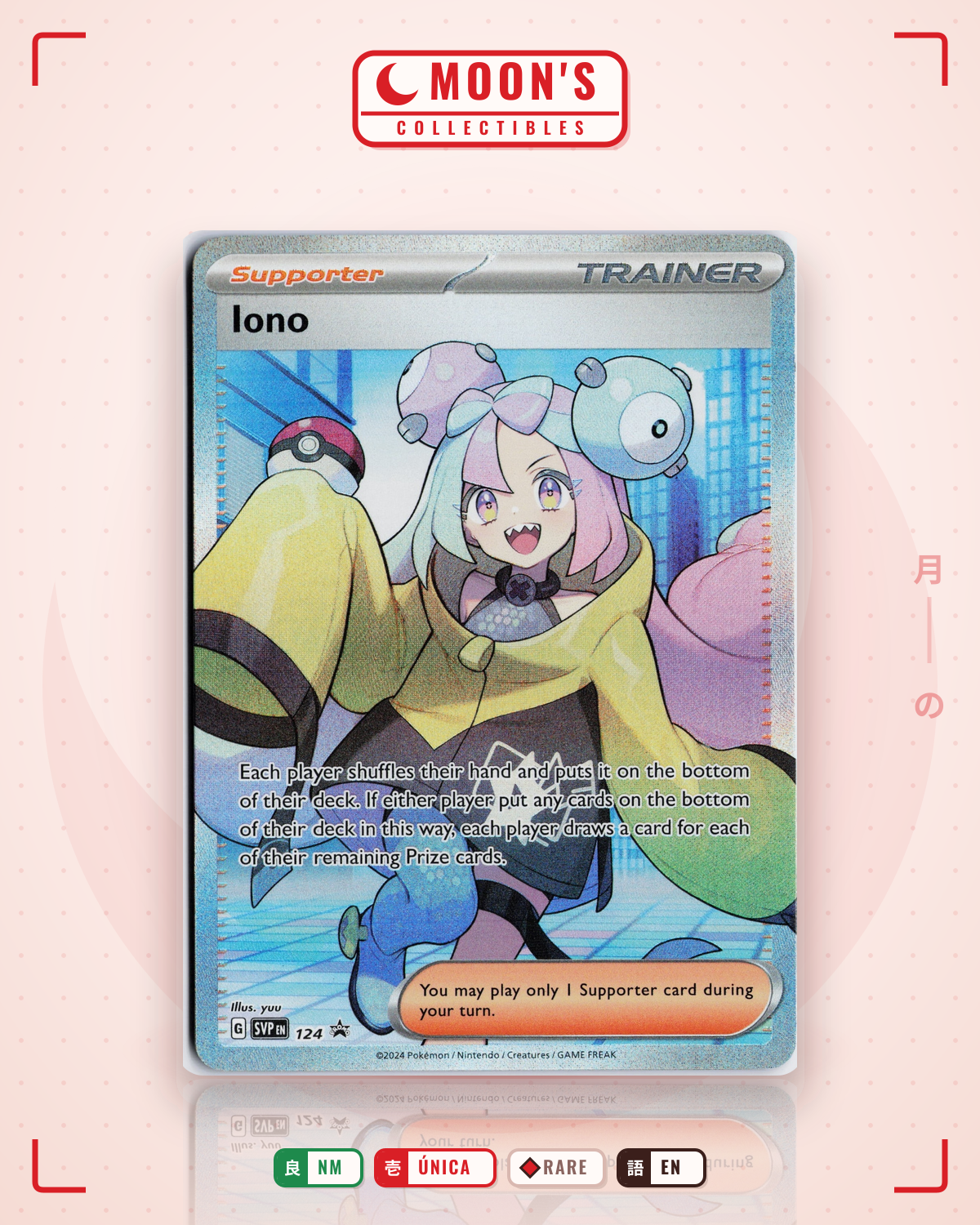 Carta Pokémon Iono · Scarlet & Violet Black Star Promos #124 (NM) — pieza única en Moon's Collectibles México