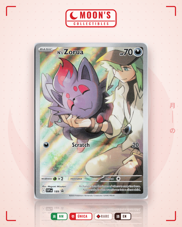 Carta Pokémon N's Zorua · Scarlet & Violet Black Star Promos #189 (NM) — pieza única en Moon's Collectibles México