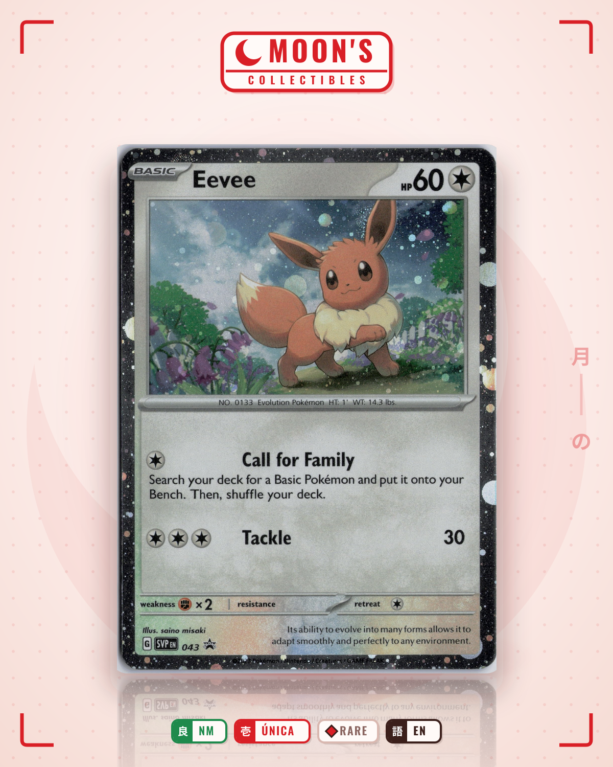 Carta Pokémon Eevee · Scarlet & Violet Black Star Promos #043 (NM) — pieza única en Moon's Collectibles México