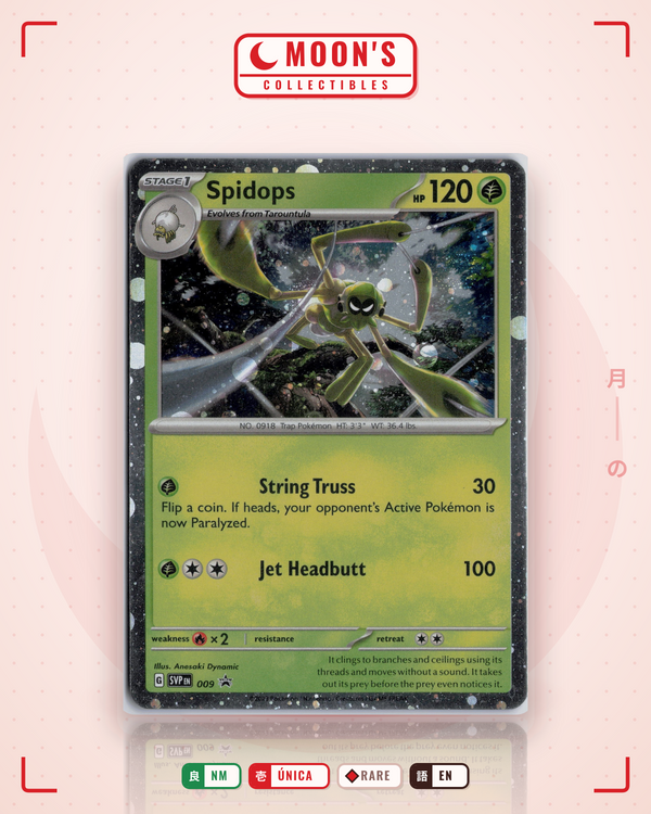Carta Pokémon Spidops · Scarlet & Violet Black Star Promos #009 (NM) — pieza única en Moon's Collectibles México