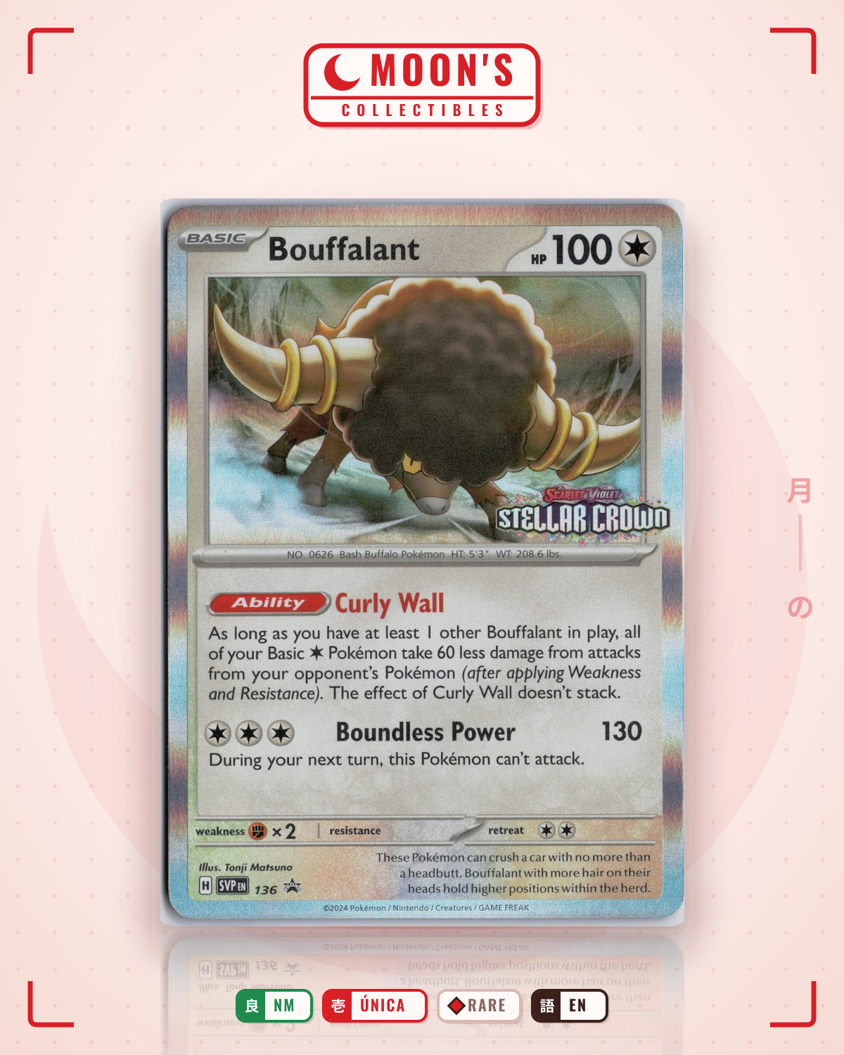 Carta Pokémon Bouffalant · Scarlet & Violet Black Star Promos #136 (NM) — pieza única en Moon's Collectibles México