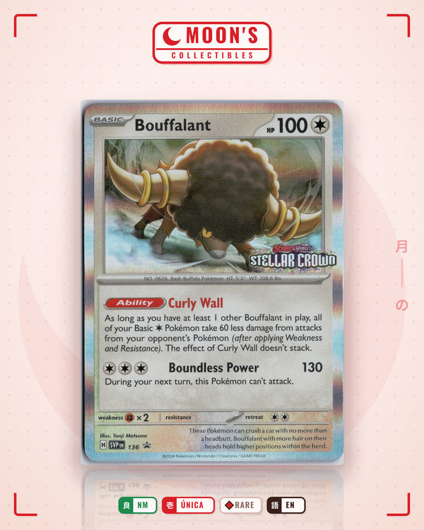 Carta Pokémon Bouffalant · Scarlet & Violet Black Star Promos #136 (NM) — pieza única en Moon's Collectibles México