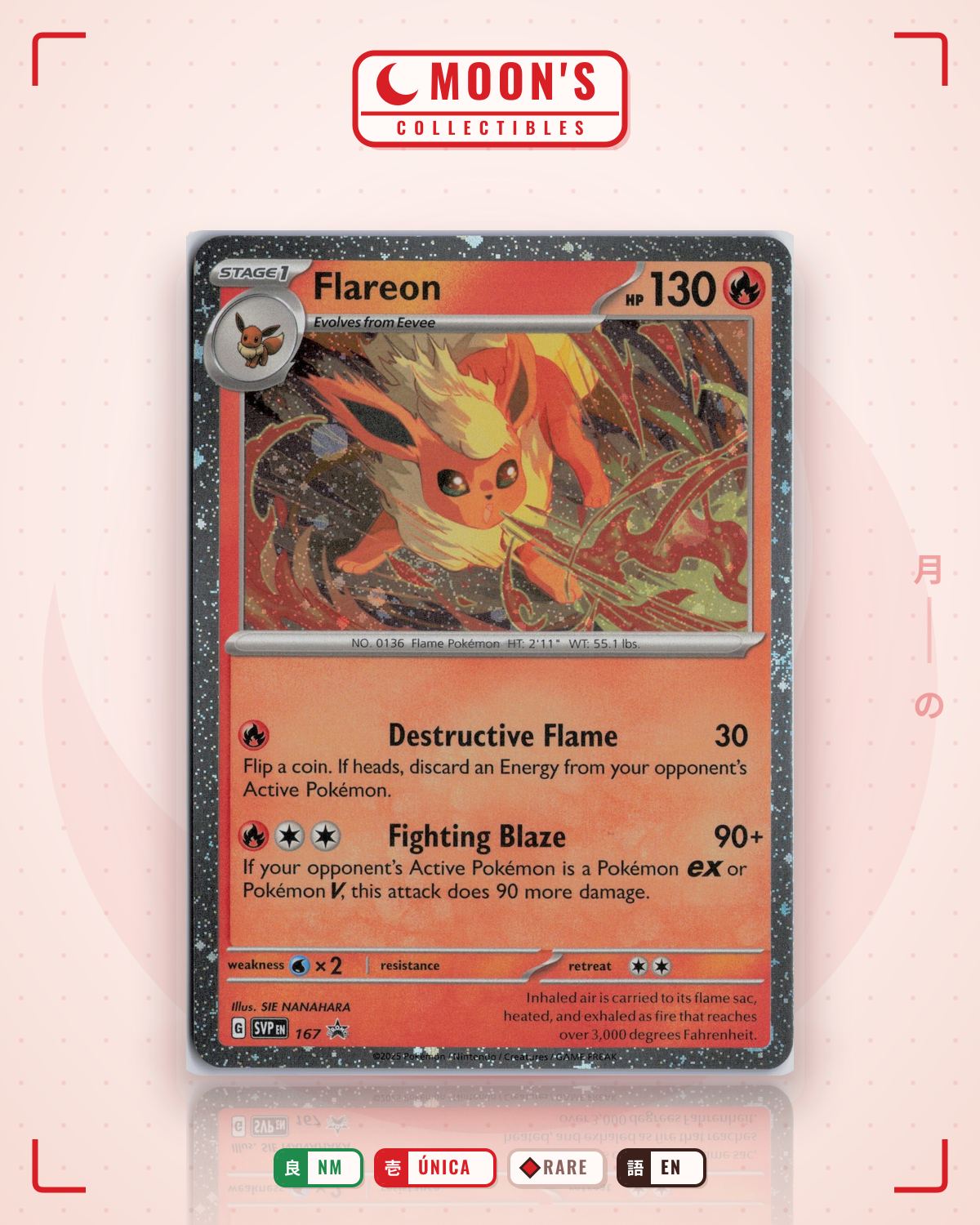 Carta Pokémon Flareon · Scarlet & Violet Black Star Promos #167 (NM) — pieza única en Moon's Collectibles México