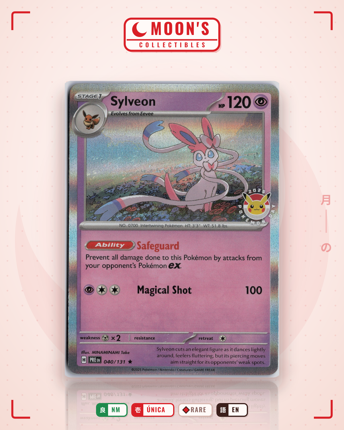 Carta Pokémon Sylveon · Prismatic Evolutions #040/131 (NM) — pieza única en Moon's Collectibles México