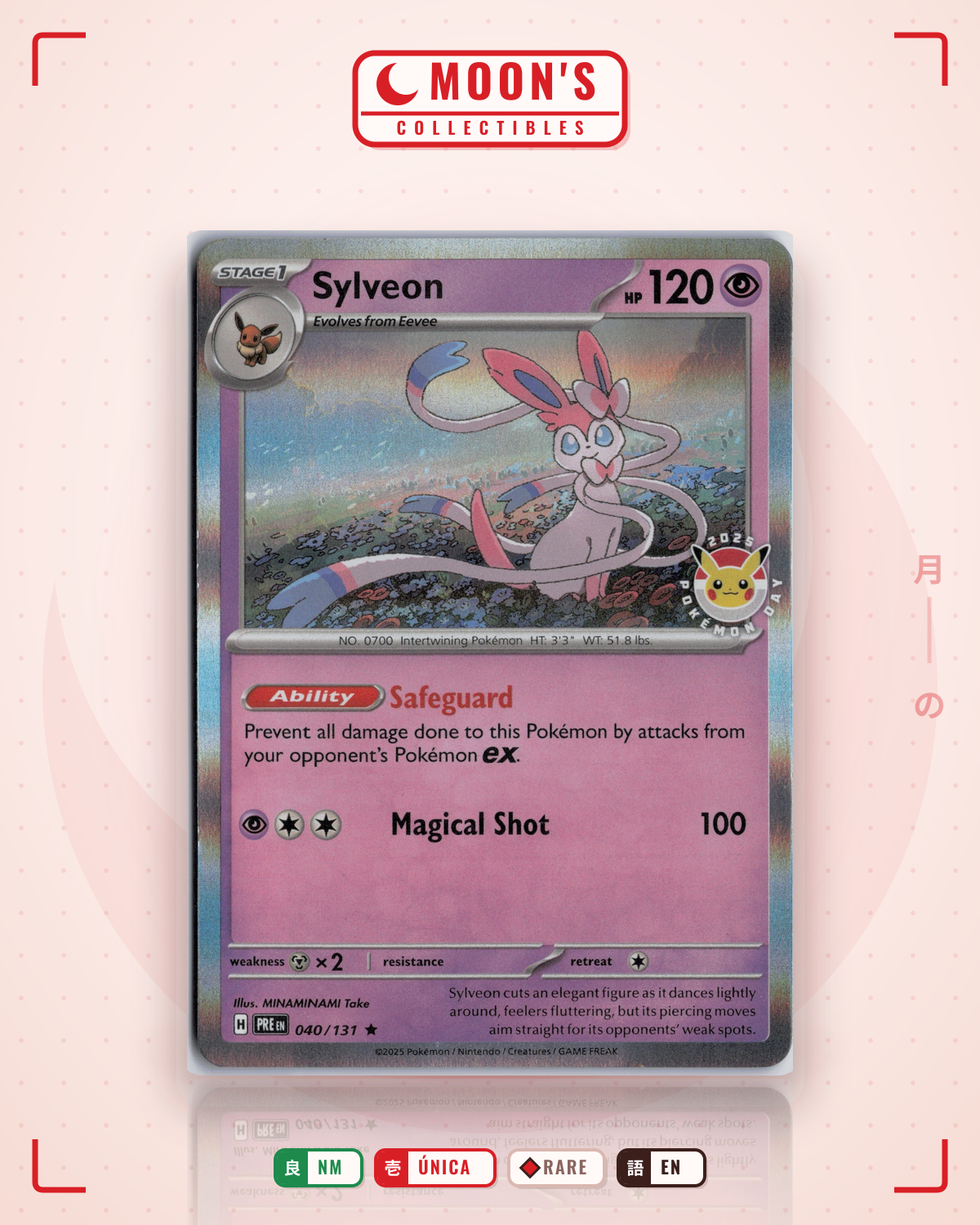 Carta Pokémon Sylveon · Prismatic Evolutions #040/131 (NM) — pieza única en Moon's Collectibles México