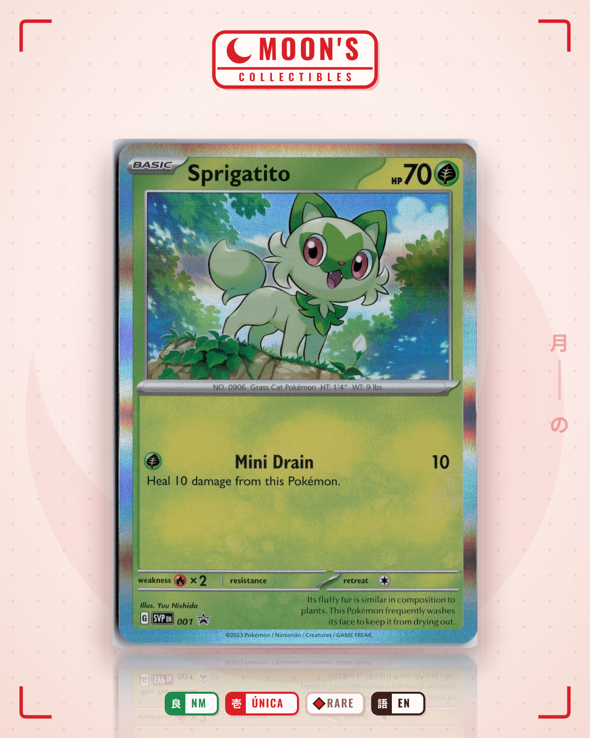 Carta Pokémon Sprigatito · Scarlet & Violet Black Star Promos #001 (NM) — pieza única en Moon's Collectibles México