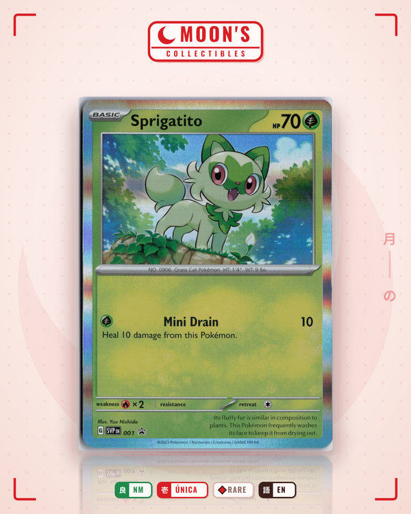 Carta Pokémon Sprigatito · Scarlet & Violet Black Star Promos #001 (NM) — pieza única en Moon's Collectibles México