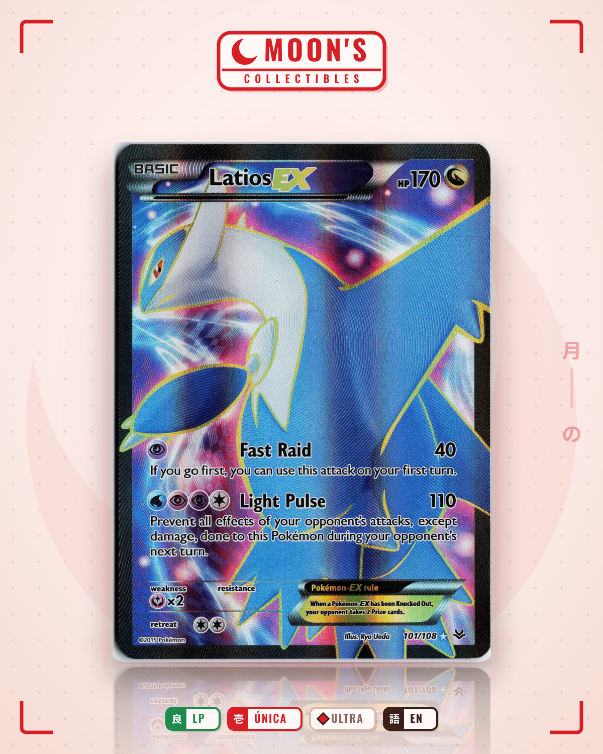 Carta Pokémon Latios-EX · Roaring Skies #101/108 (LP) — pieza única en Moon's Collectibles México