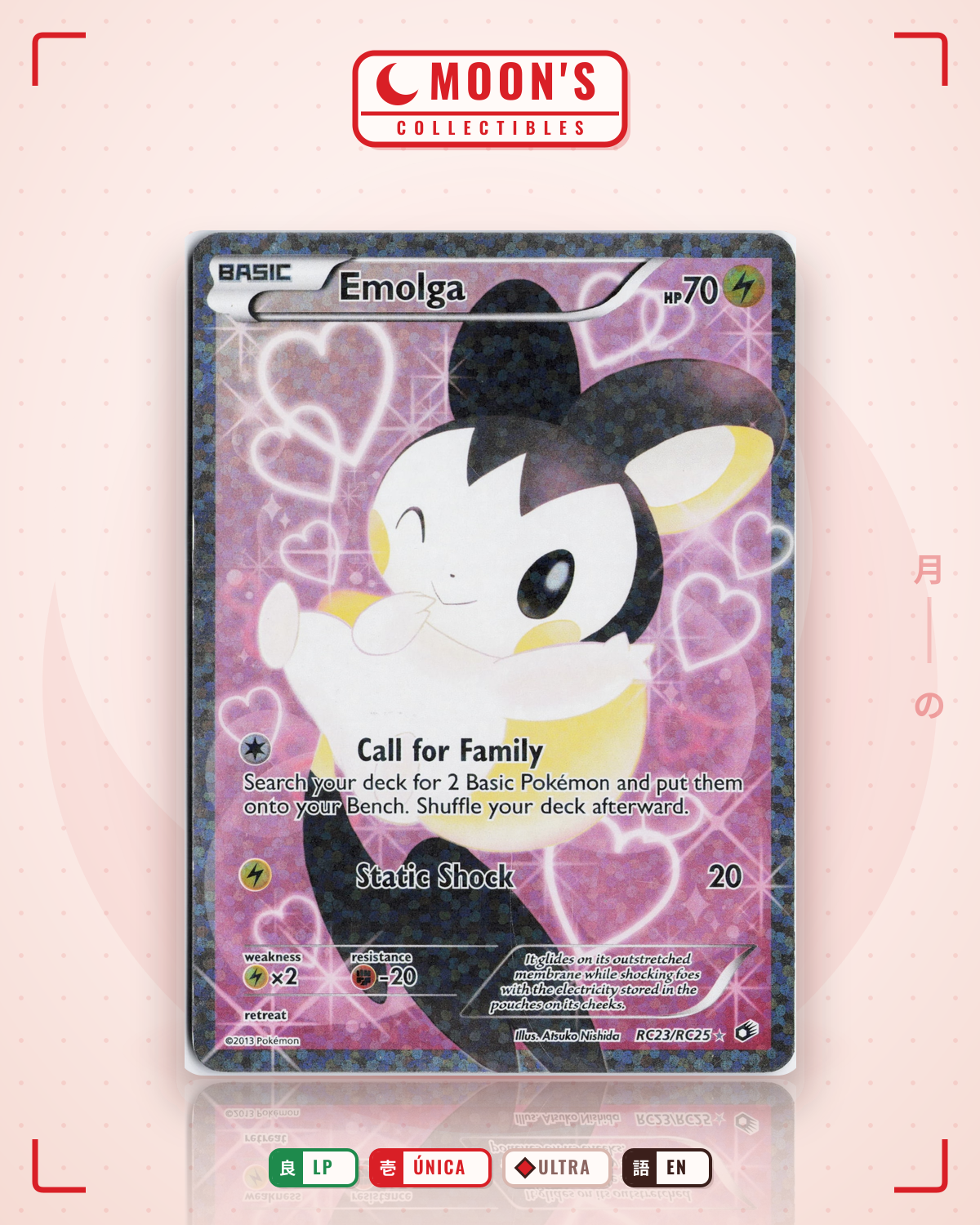 Carta Pokémon Emolga · Legendary Treasures #RC23/RC25 (LP) — pieza única en Moon's Collectibles México