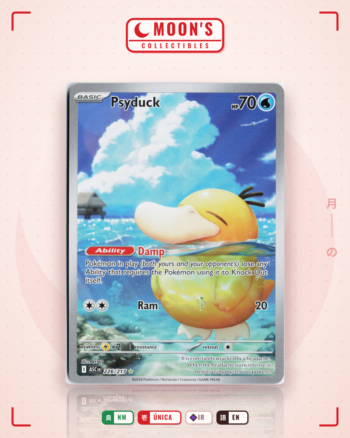 Carta Pokémon Psyduck · Ascended Heroes #226/217 (NM) — pieza única en Moon's Collectibles México