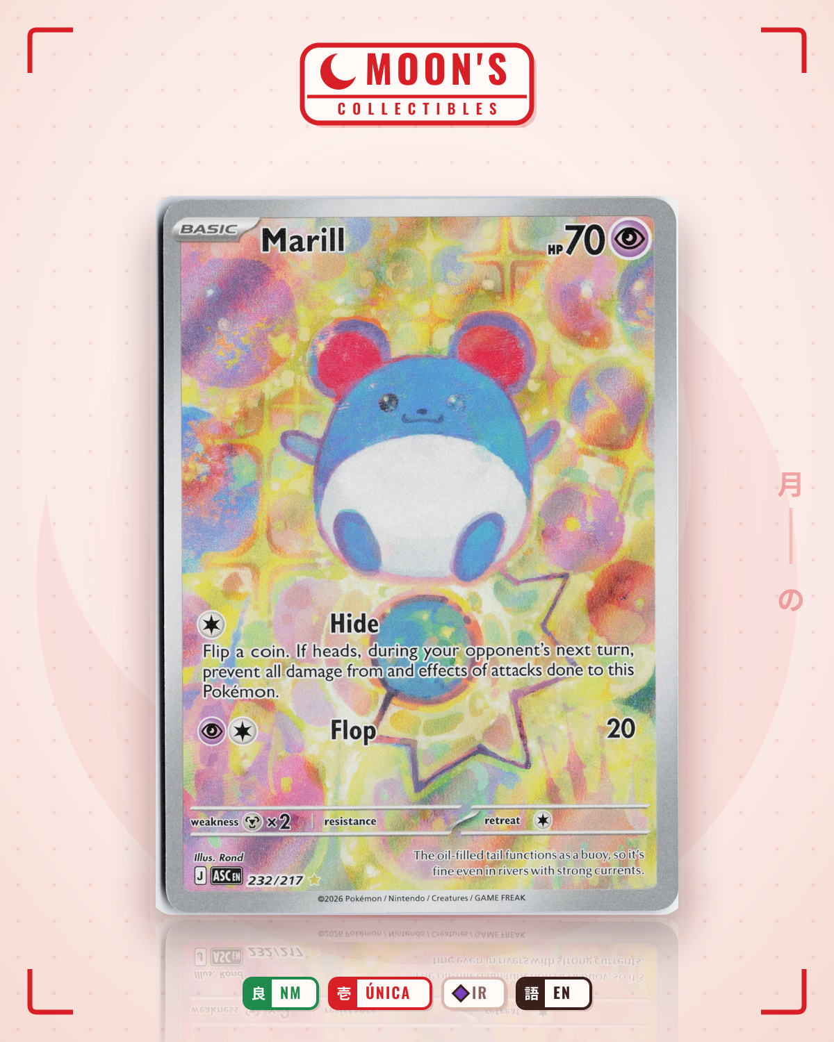 Carta Pokémon Marill · Ascended Heroes #232/217 (NM) — pieza única en Moon's Collectibles México